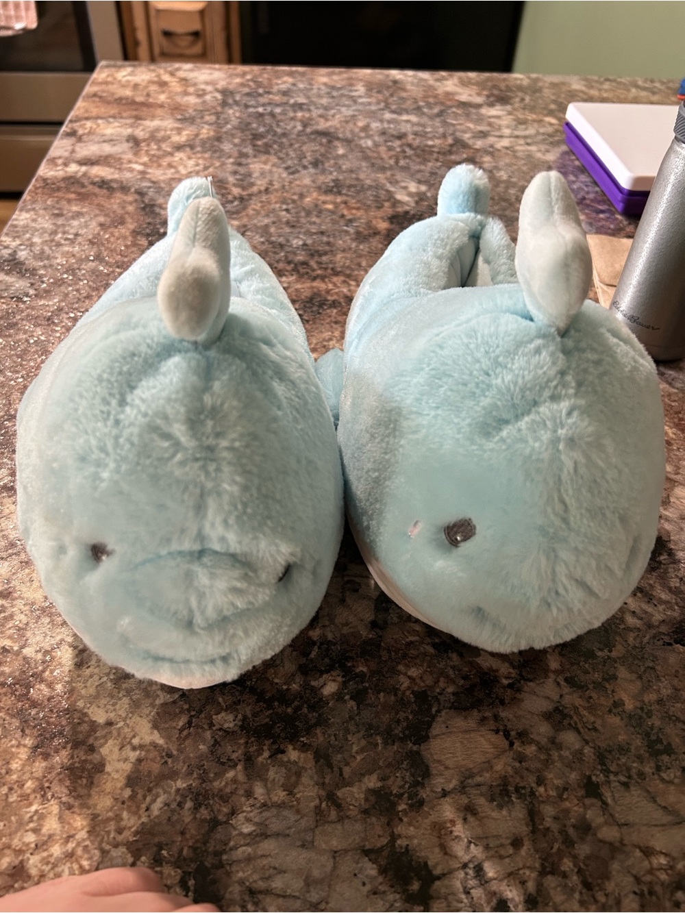 Cat & Jack Light Blue Narwhal Plush Kids Slippers